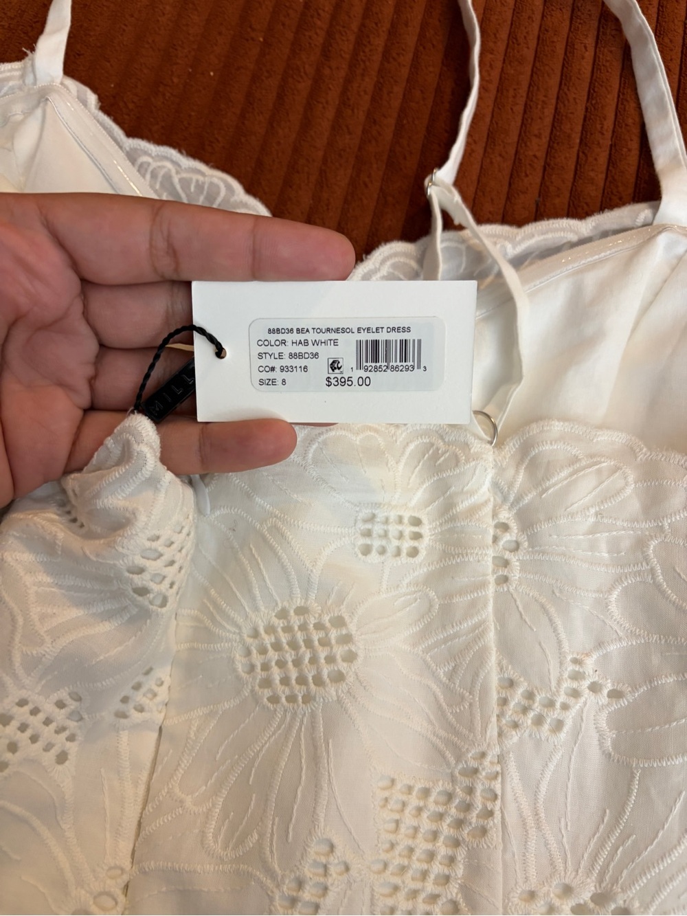Milly Cream Eyelet Lace Spaghetti Strap Top - Picture 3 of 8